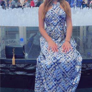 Satin long backless dress